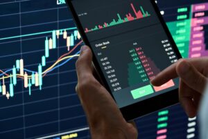 Crypto,Trader,Investor,Broker,Holding,Finger,On,Buy,Or,Sell